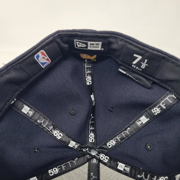 New Era Cleveland Cavaliers Cavs 59Fifty Fitted Hat Dark Navy Blue 7 1/8 lebron - Picture 6 of 8